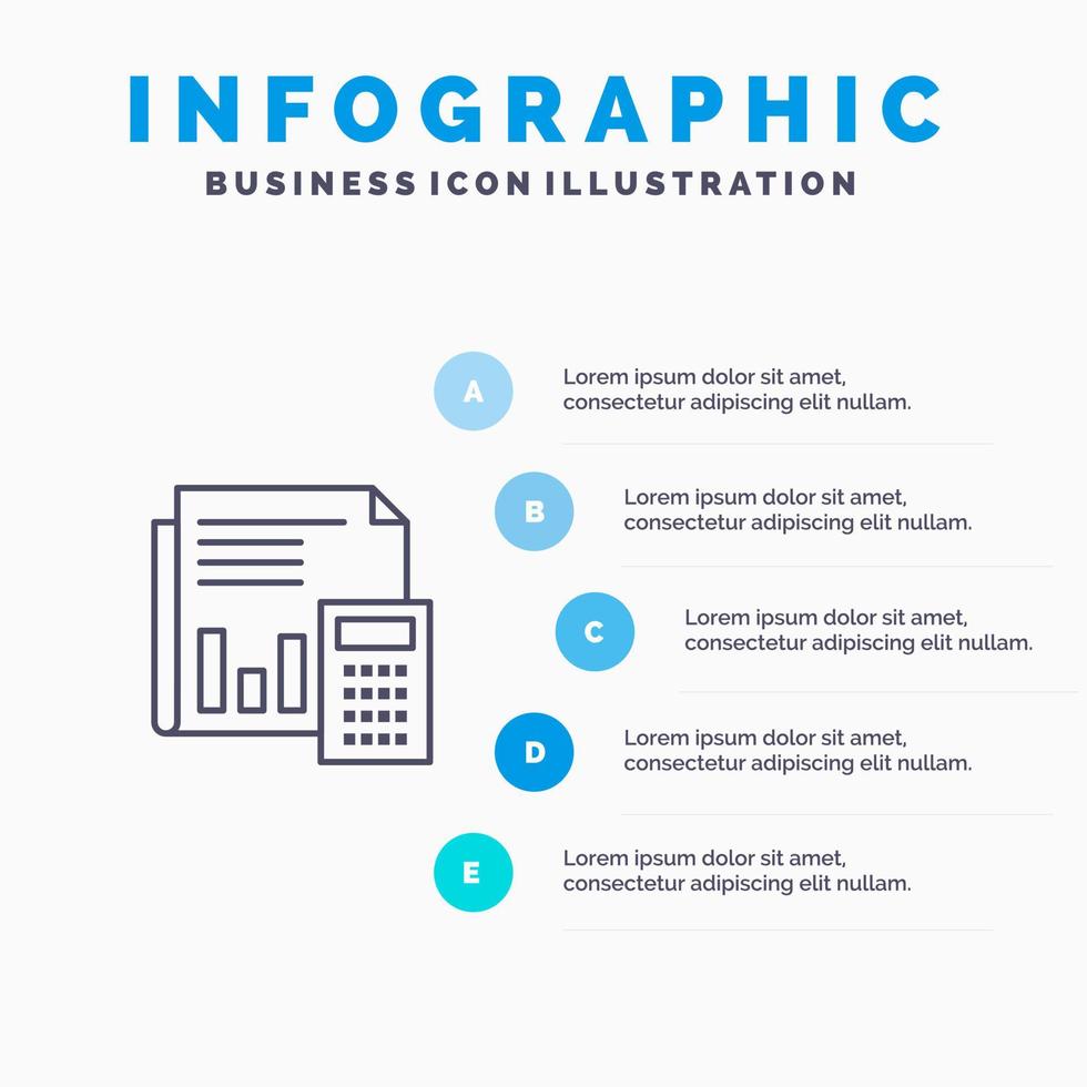 Audit Accounting Banking Budget Business Calculation Financial Report Line icon with 5 steps presentation infographics Background vector