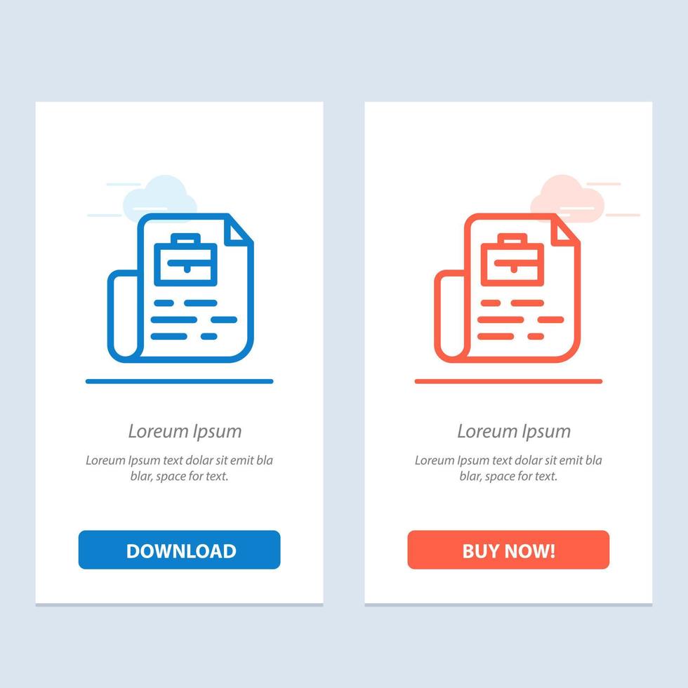 Document Job File Bag  Blue and Red Download and Buy Now web Widget Card Template vector