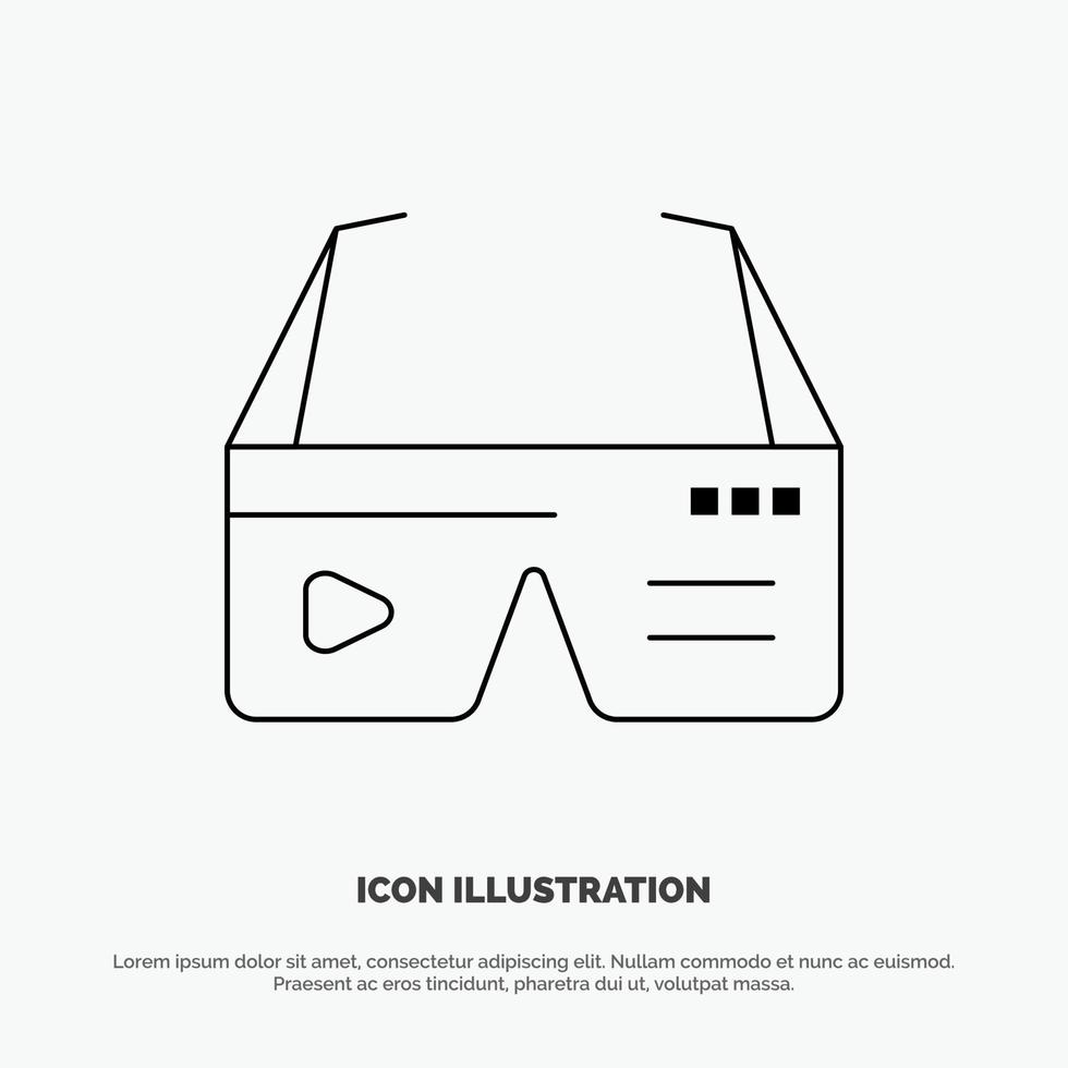 computadora informática gafas digitales google línea icono vector