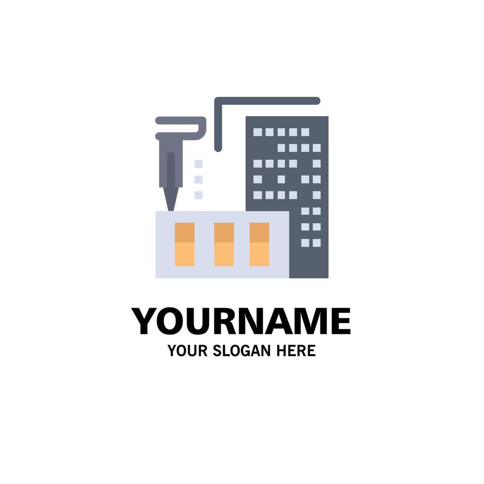 3d Architecture Construction Fabrication Home Business Logo Template Flat Color vector