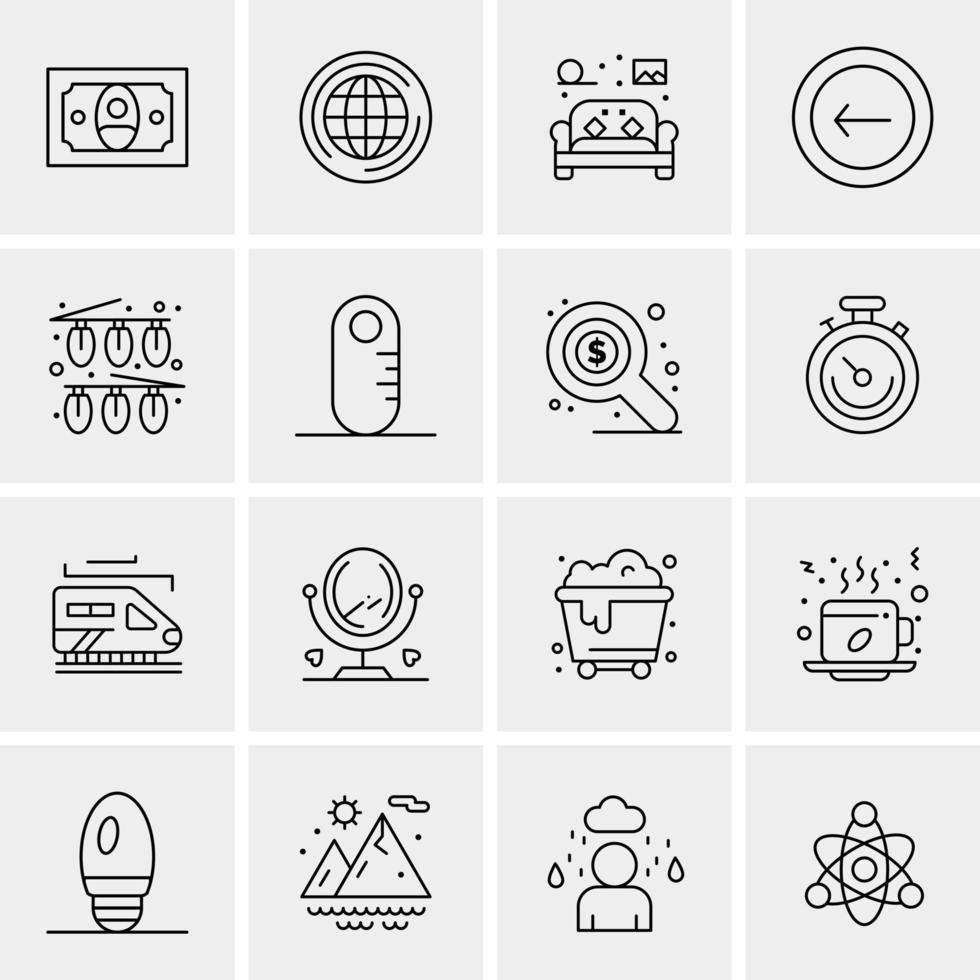 16 iconos de negocios universales vector ilustración de icono creativo para usar en proyectos relacionados con la web y dispositivos móviles