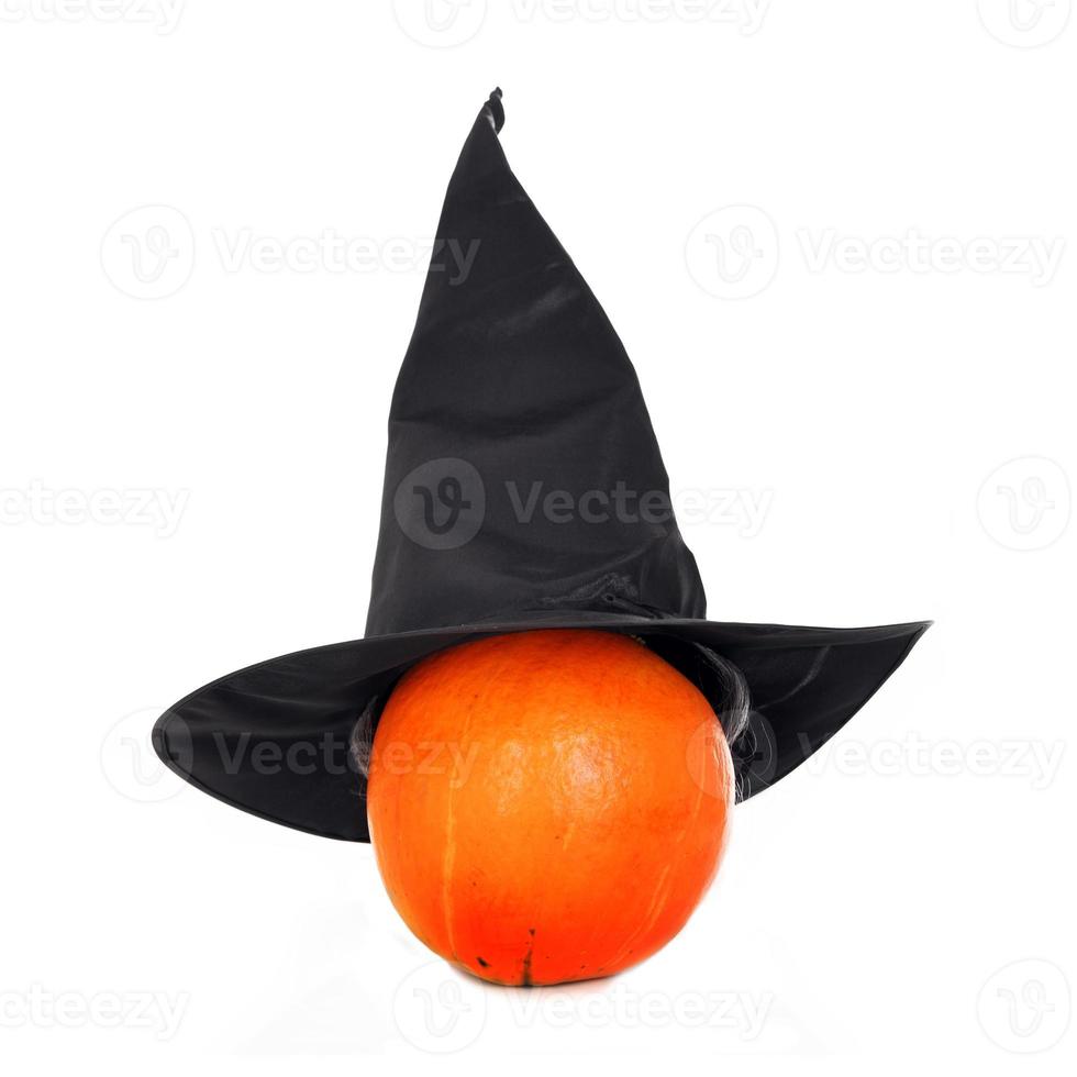 calabaza con sombrero de bruja foto