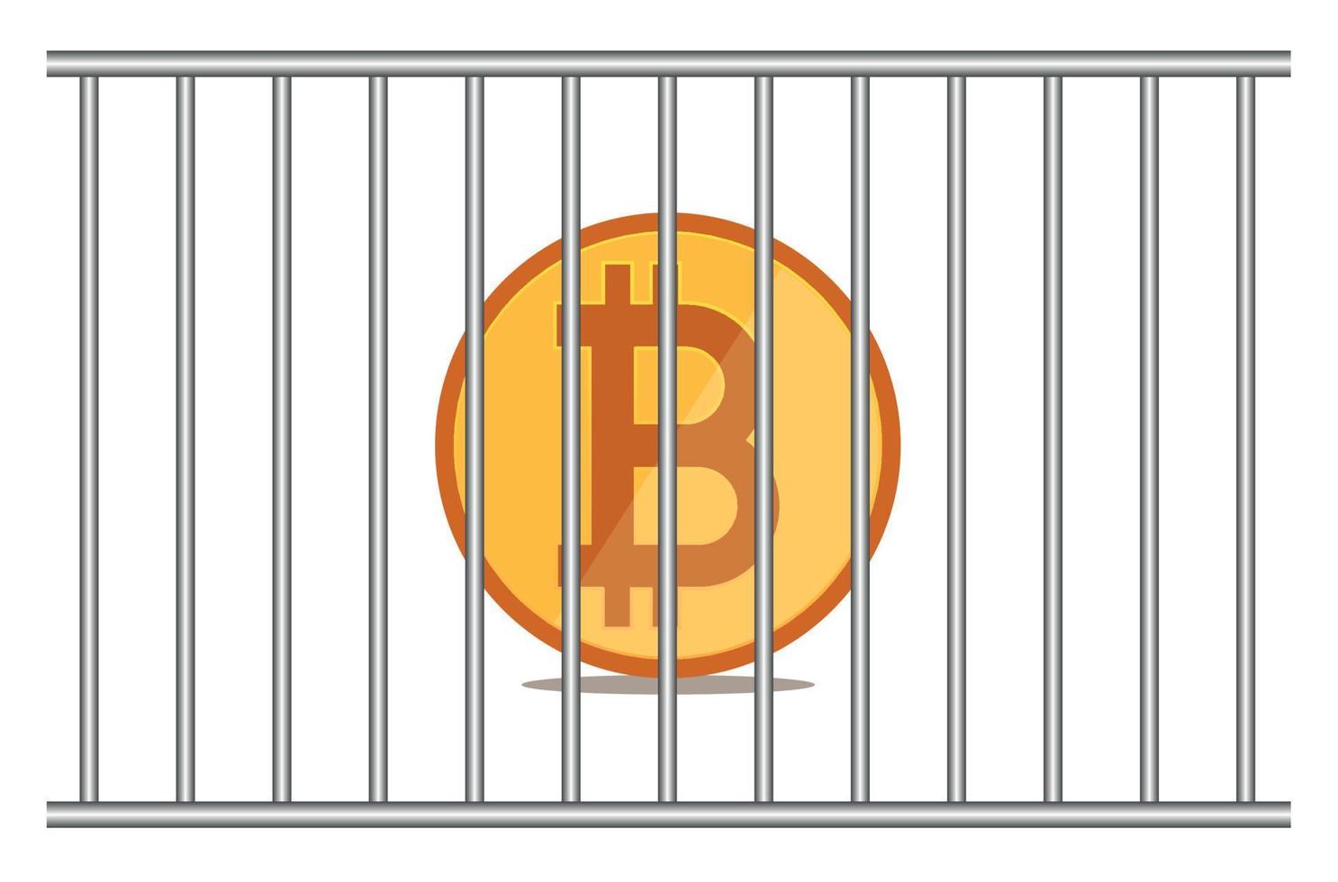 Bitcoin icon behind bars in prison vector
