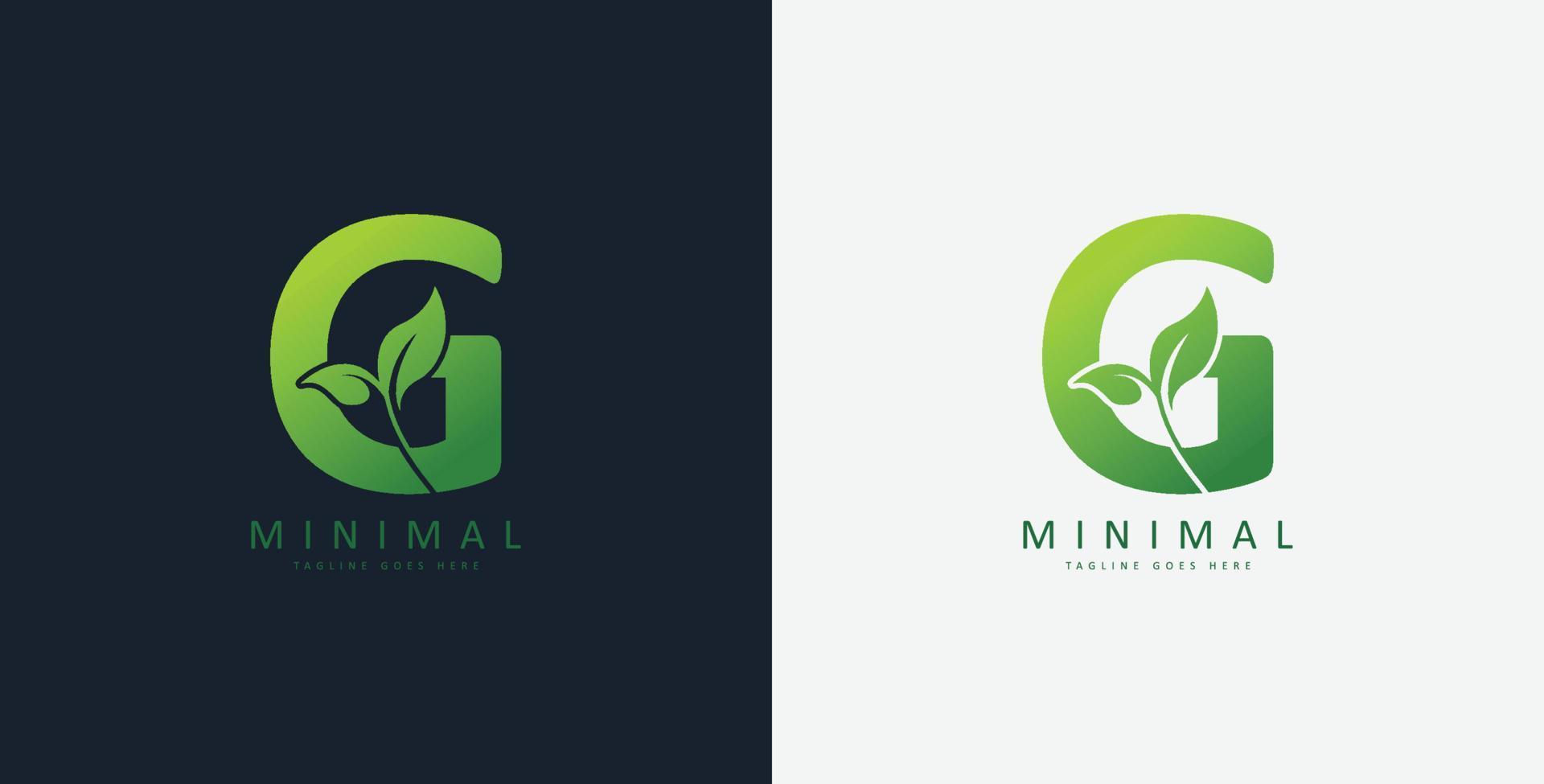 G Logo Abstract G Letter Minimal Gradient Logo Design Green Leaf vector