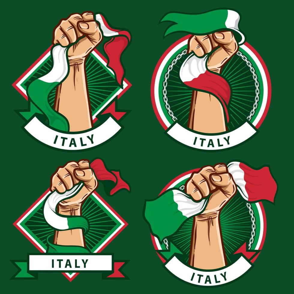 fist hands with italy flag illustration vector