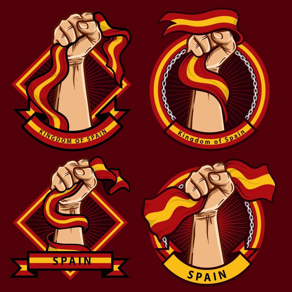 fist hands with spain flag illustration vector