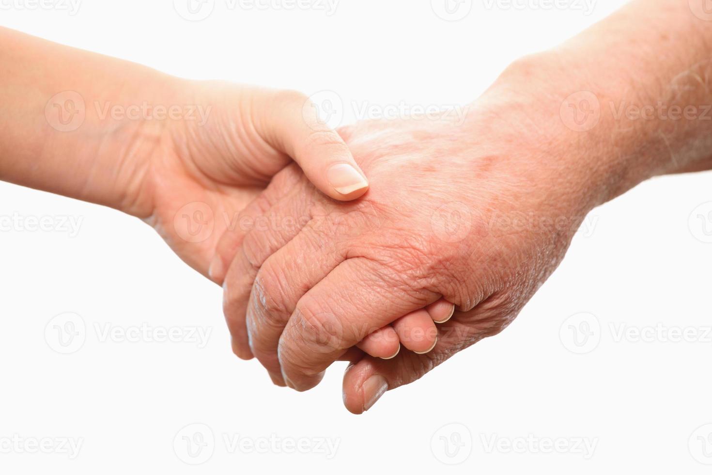 Hands holding on white background photo