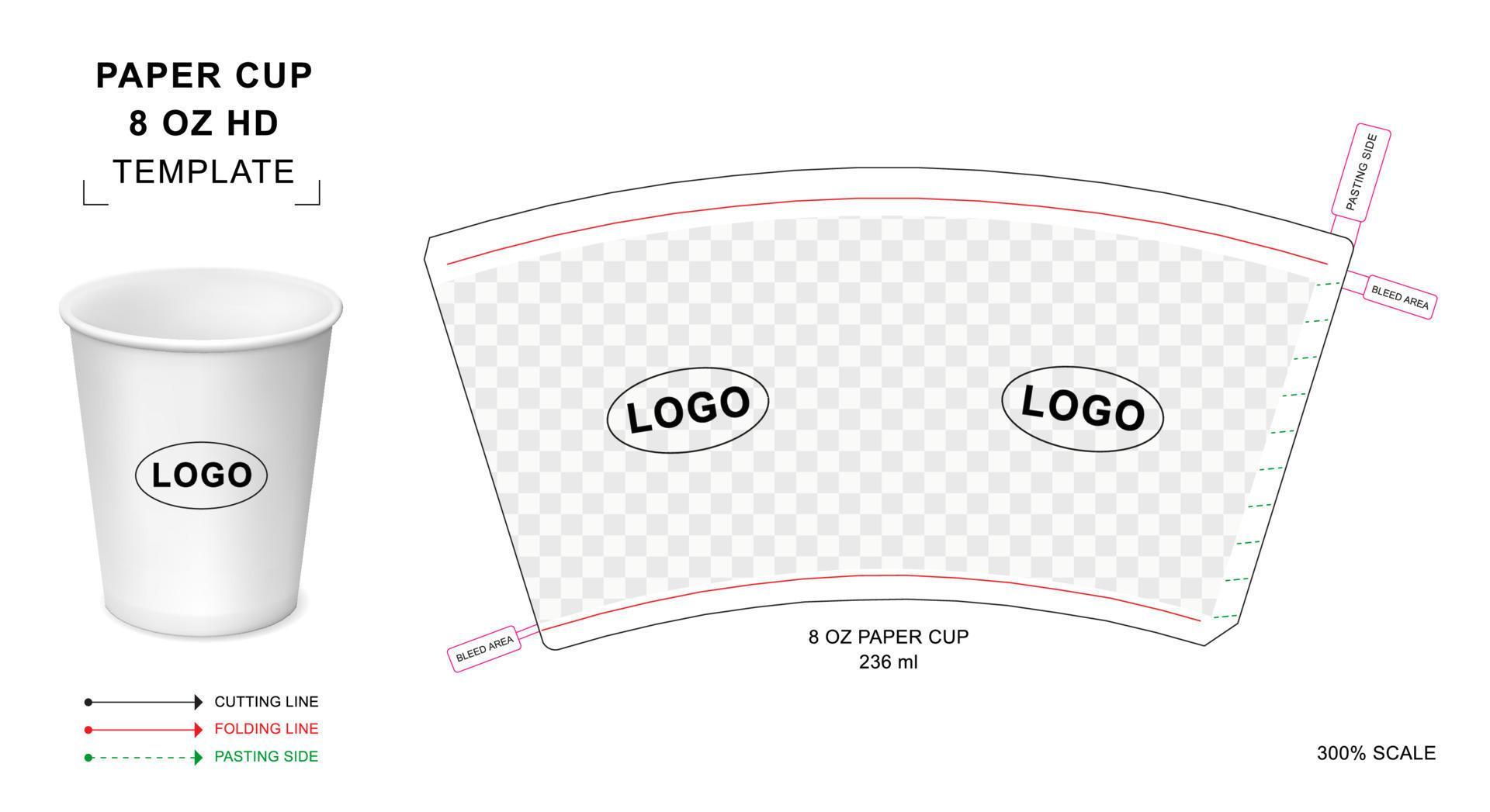 Paper cup die cut template for 8 oz HD 15811961 Vector Art at Vecteezy Paper cup die cut template for 8 oz HD 15811961 Vector Art at Vecteezy