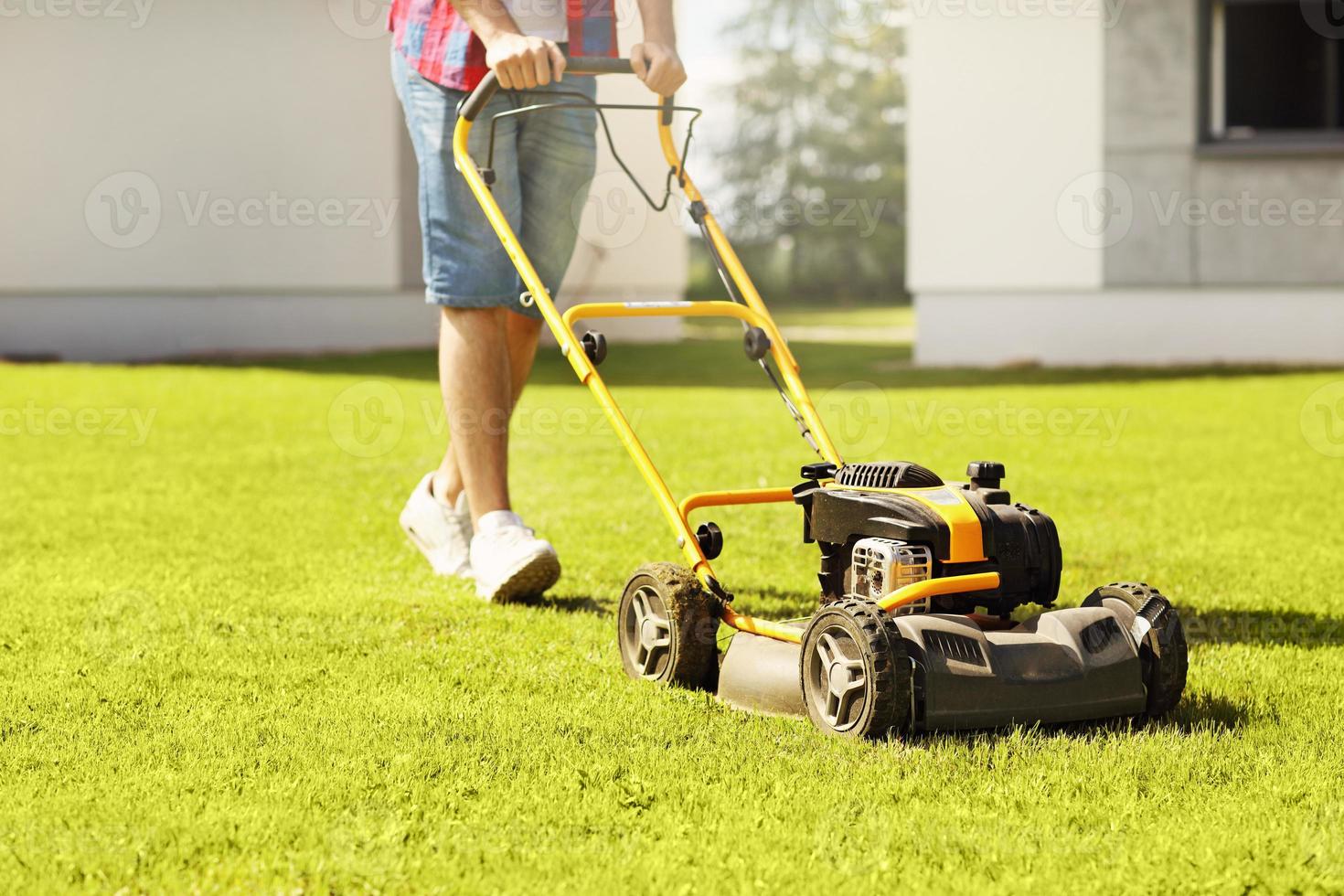 Man mowing the grass photo