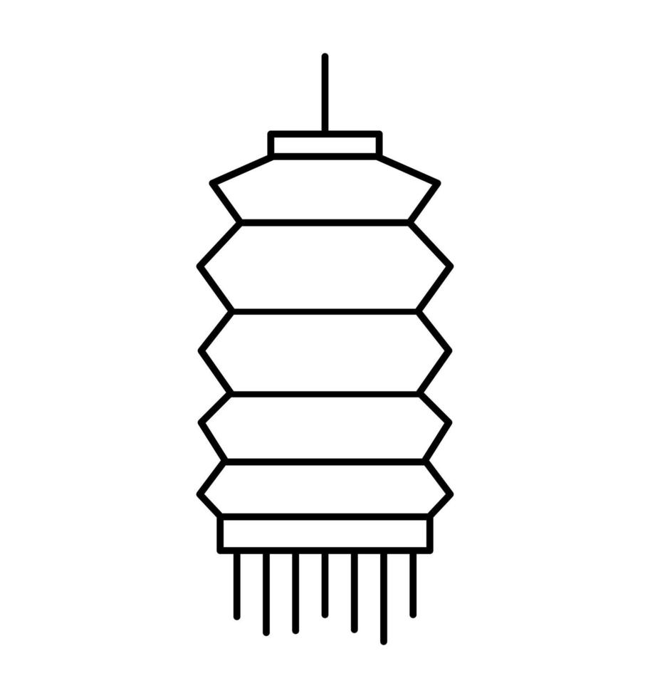 seollal linterna de año nuevo colgando lámpara de papel aislado icono de línea delgada. vector cny, linterna coreana japonesa, lámpara del festival de primavera oriental. diseño de objeto de decoración de vacaciones de calendario lunar asiático