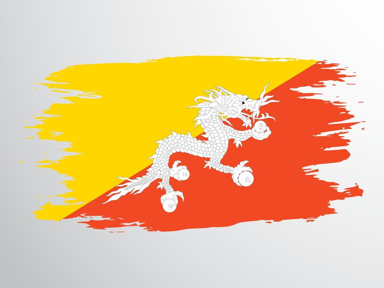 Flag of Bhutan painted with a brush vector