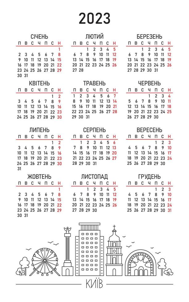 Calendar for 2023 vector