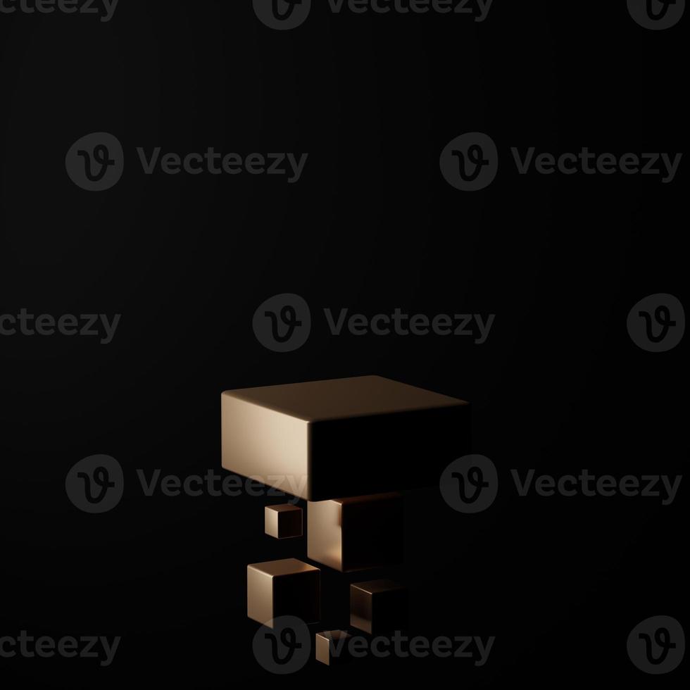 3D rendering Abstract geometry dynamic object with dark background. photo
