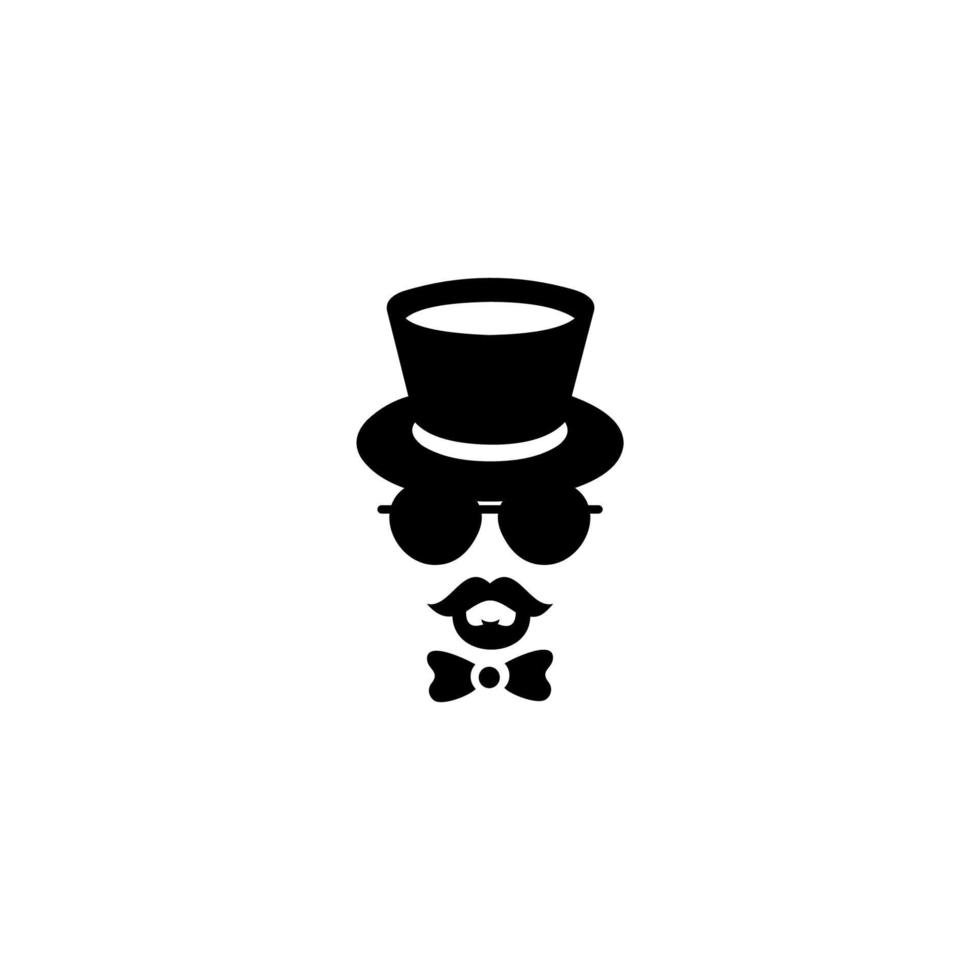 Monsieur logo. Gentleman figure with mustache. Vintage classic retro. icon man isolated on white background. Flat design vector