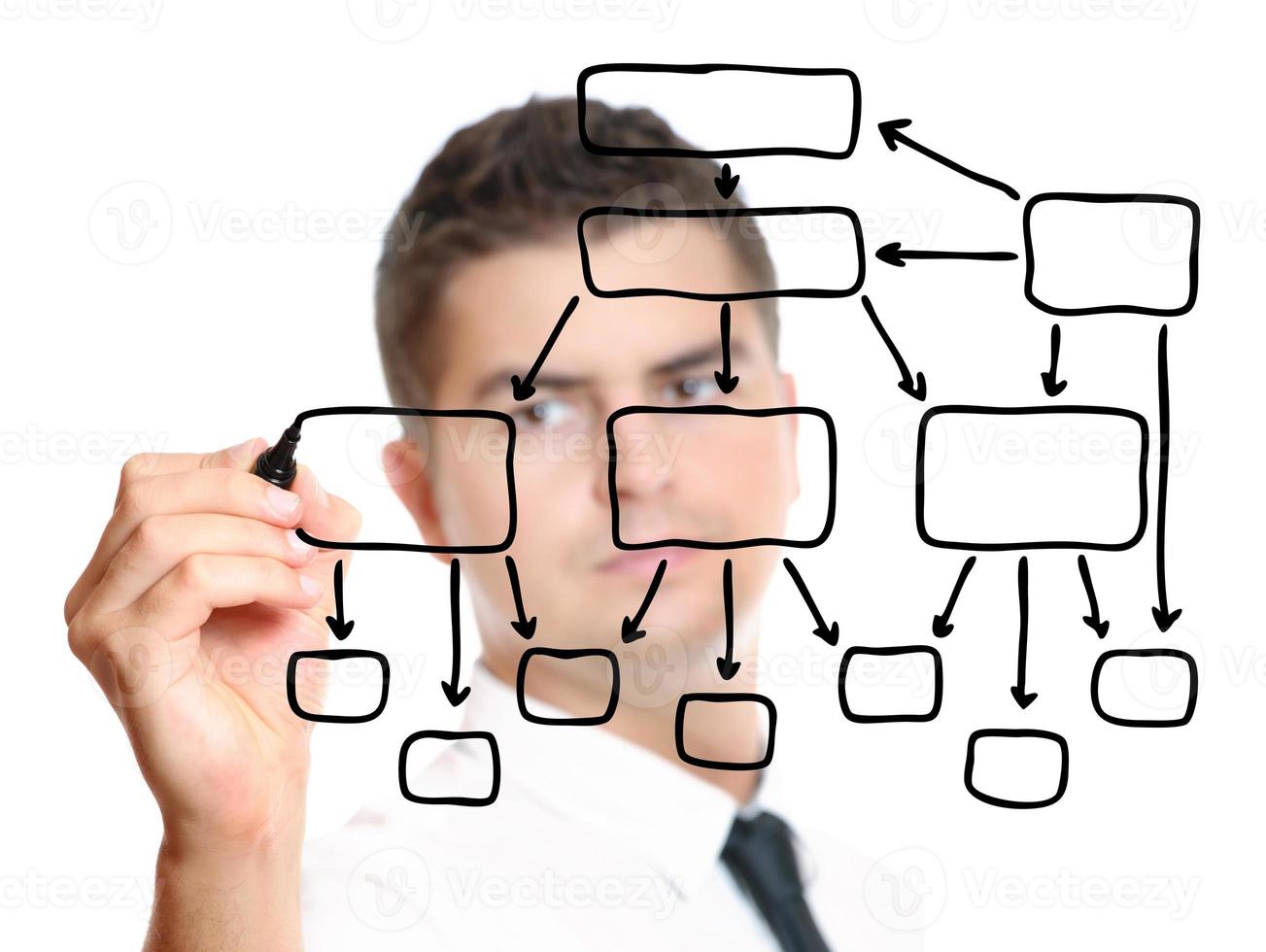 Young businessman drawing a diagram photo