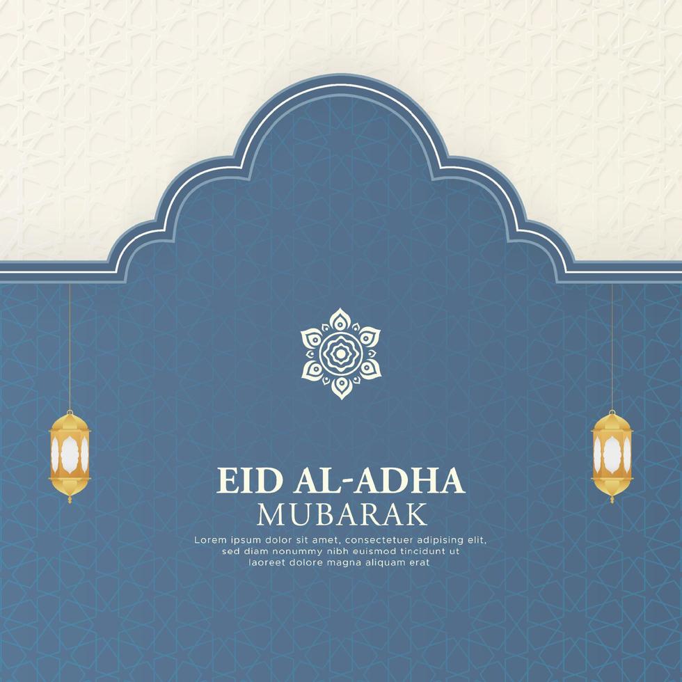 Happy Eid Arabic Ornamental Islamic Arch Pattern Background With Arabic Style Lanterns and Ornament vector
