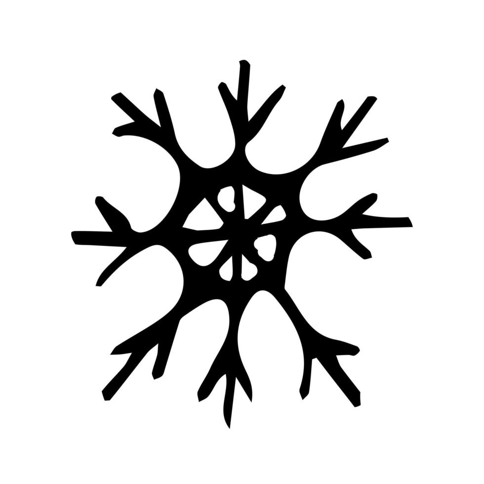 Doodle hand drawn vector snowflake illustration. Clip art isolated on white background. High quality illustration for decoration, Christmas home decor, print, postcards.