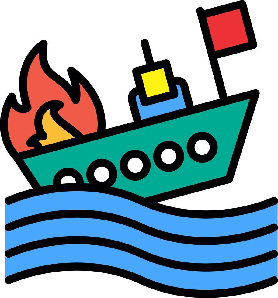 Burning Ship Vector Icon Design