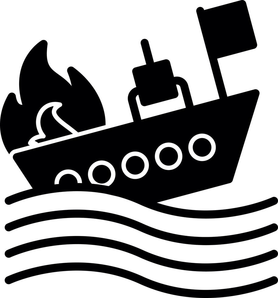 diseño de icono de vector de barco en llamas