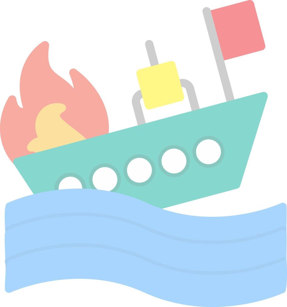 diseño de icono de vector de barco en llamas