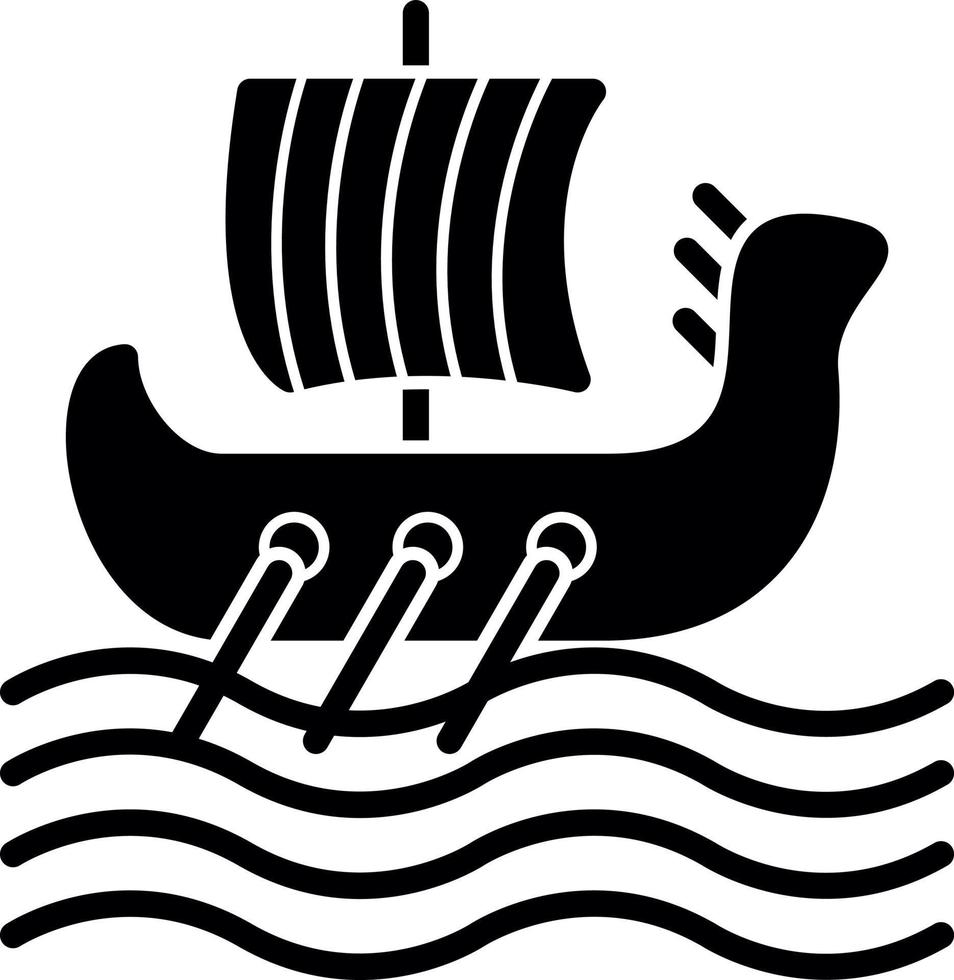 Viking Ship Vector Icon Design