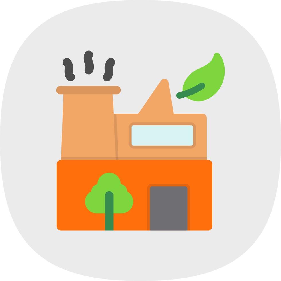 icono plano de fábrica verde vector