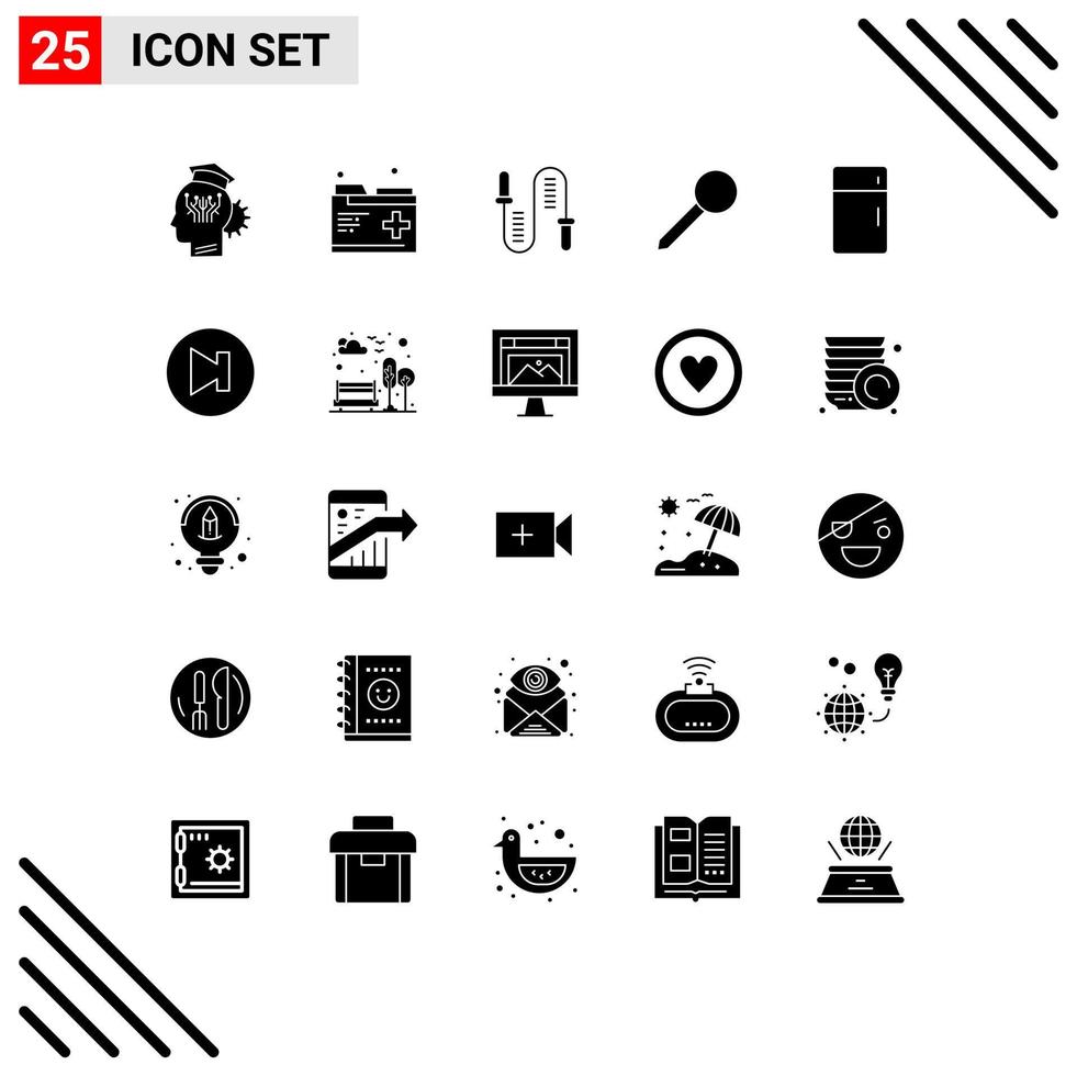 Group of 25 Modern Solid Glyphs Set for mark pin records map skipping Editable Vector Design Elements