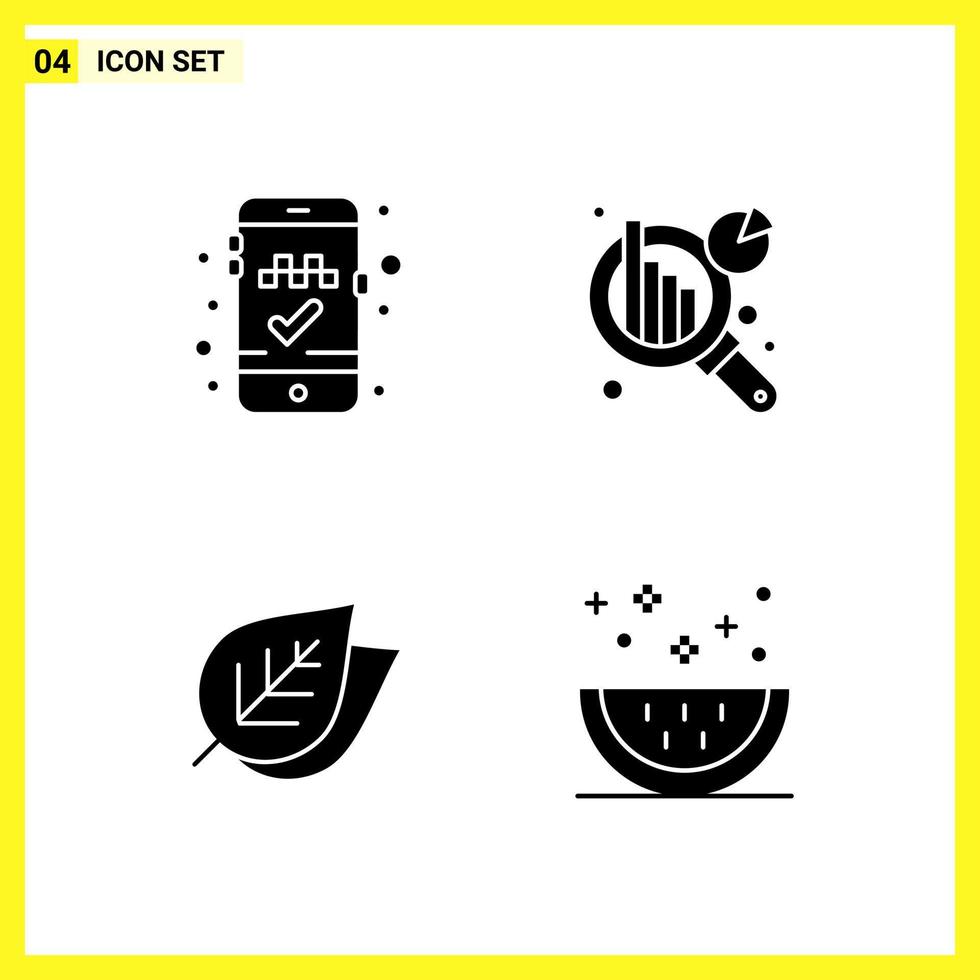 4 Icon Set Simple Solid Symbols Glyph Sign on White Background for Website Design Mobile Applications and Print Media Creative Black Icon vector background