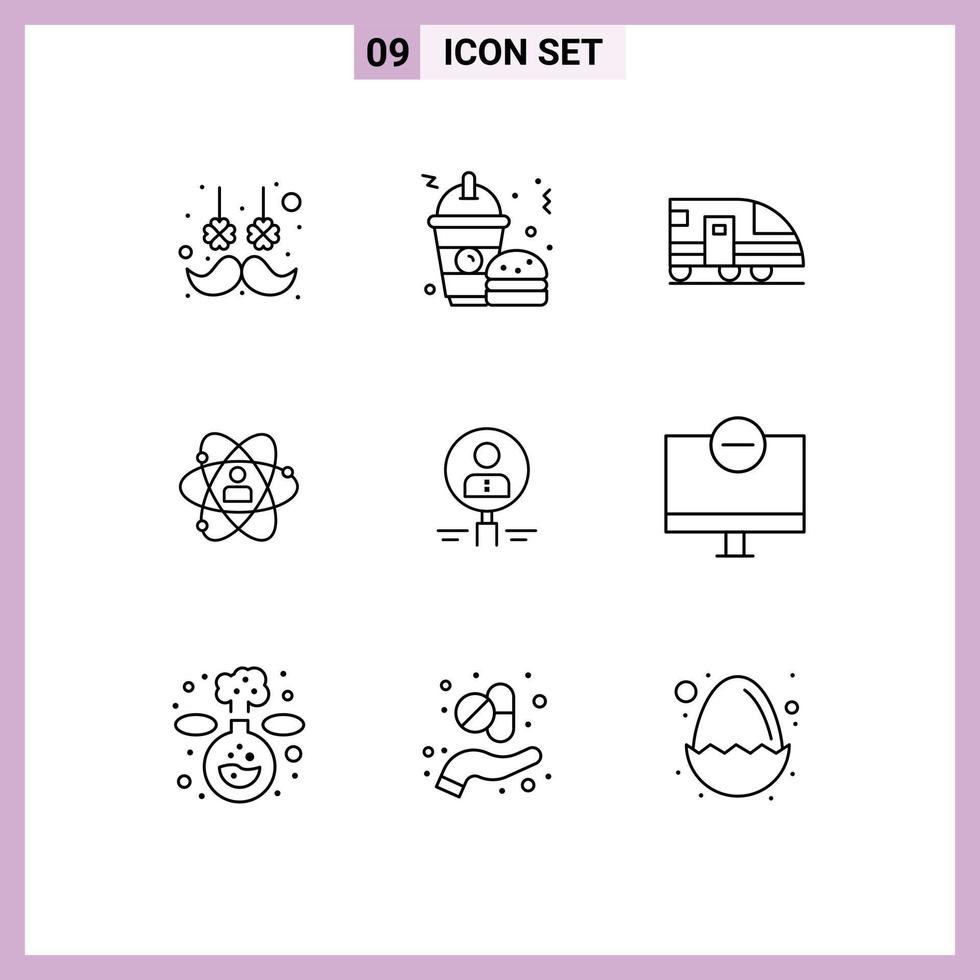 Universal Icon Symbols Group of 9 Modern Outlines of power person station human development Editable Vector Design Elements