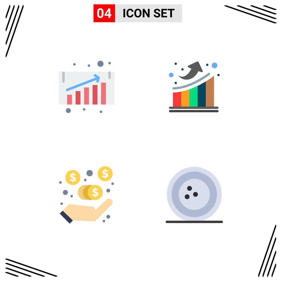 conjunto de pictogramas de 4 iconos planos simples de tarifas de marketing de crecimiento empresarial gráficos elementos de diseño vectorial editables de bola vector