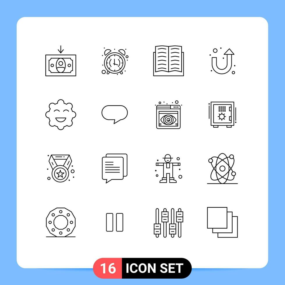 16 Universal Outline Signs Symbols of emojis cookie achievement u turn arrow Editable Vector Design Elements