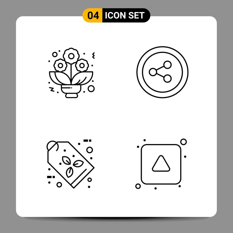 4 Black Icon Pack Outline Symbols Signs for Responsive designs on white background 4 Icons Set vector