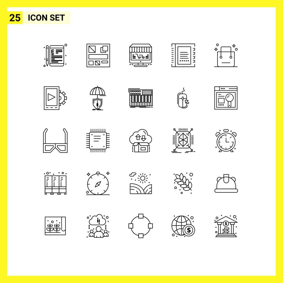 paquete de iconos de vector de stock de 25 signos y símbolos de línea para contactos libro tienda de direcciones web elementos de diseño de vector editables
