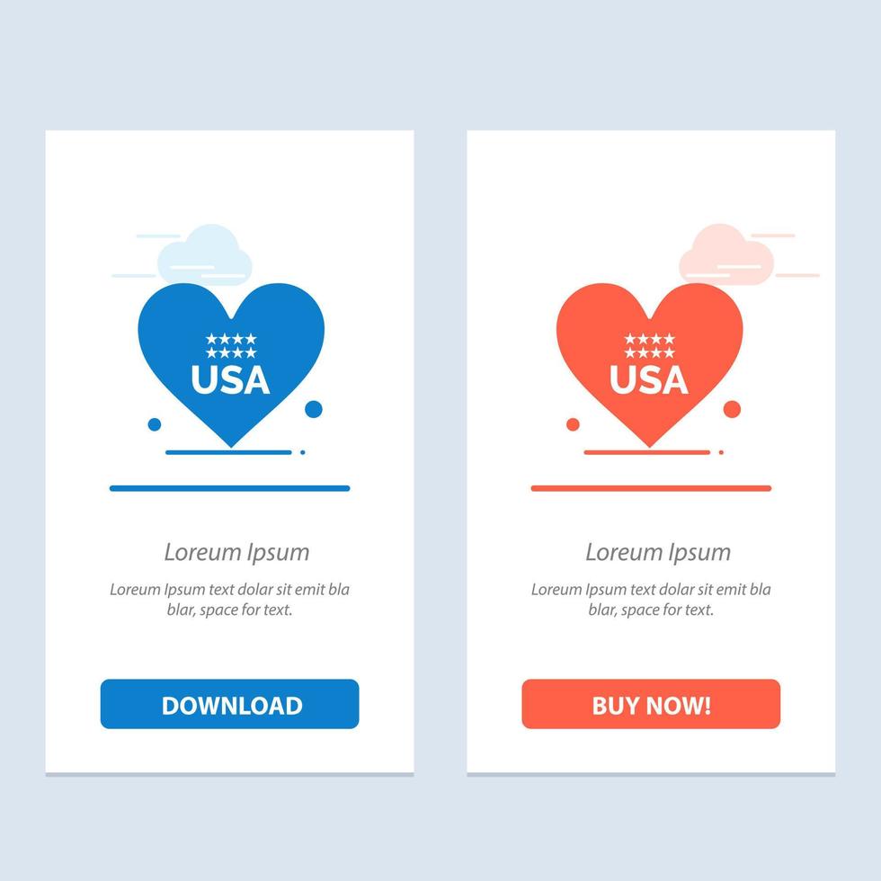 Heart Love American Usa  Blue and Red Download and Buy Now web Widget Card Template vector