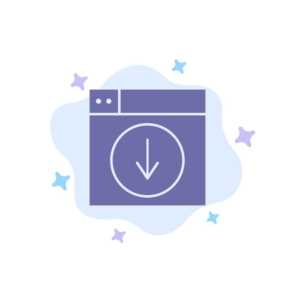 Web Design download down application Blue Icon on Abstract Cloud Background vector