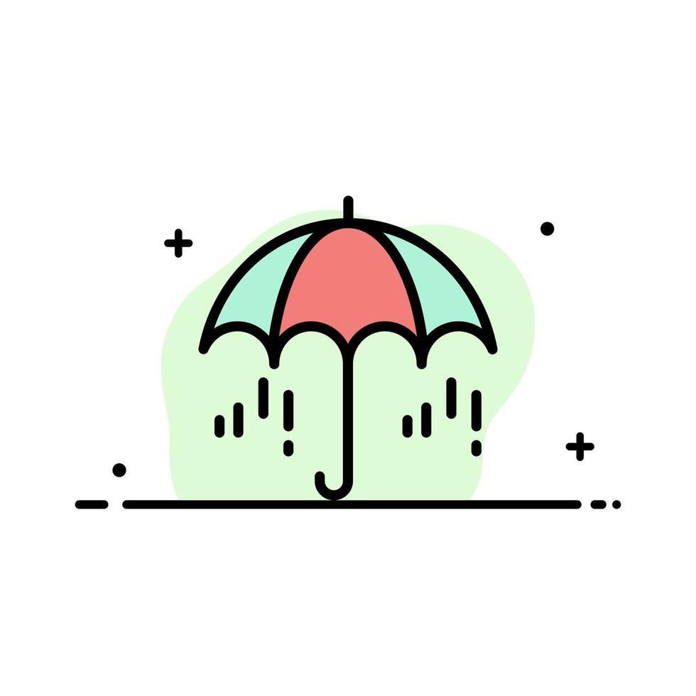 paraguas lluvia tiempo primavera negocio línea plana lleno icono vector banner plantilla