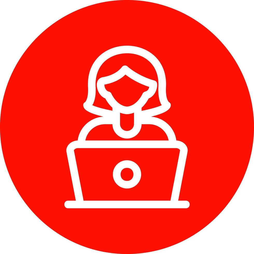 Woman Using Laptop Vector Icon Design