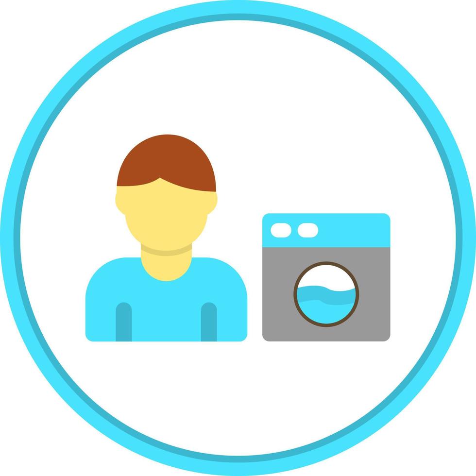 Man Doing Laundry Vector Icon Design