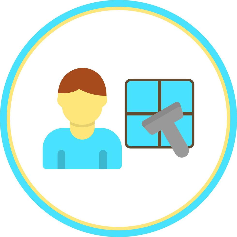 Man Cleaning Window Vector Icon Design