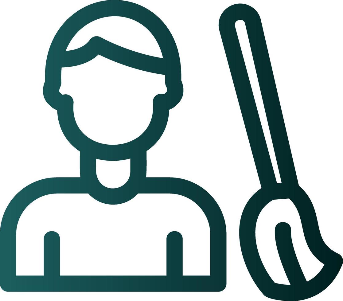 Man Sweeping Floor Vector Icon Design