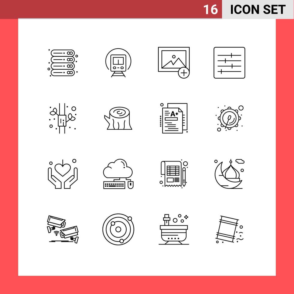 Stock Vector Icon Pack of 16 Line Signs and Symbols for chinese bamboo transport options control Editable Vector Design Elements