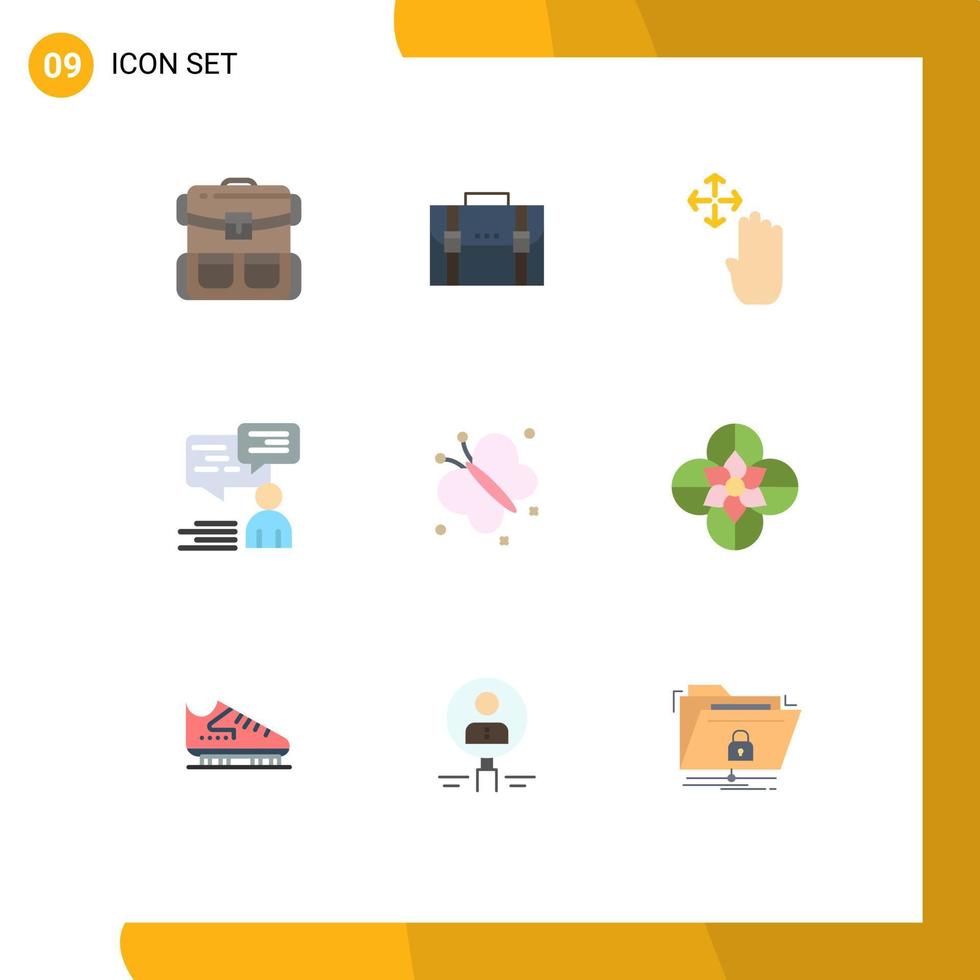 Modern Set of 9 Flat Colors and symbols such as communication hold documents up hand Editable Vector Design Elements
