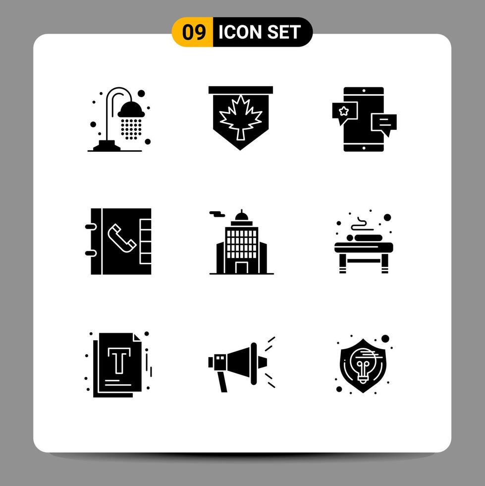 Set of 9 Modern UI Icons Symbols Signs for museum building community administration contacts Editable Vector Design Elements