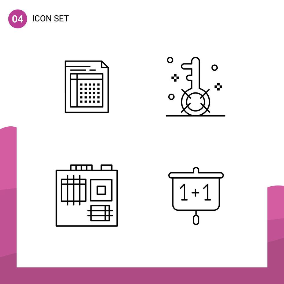 4 colores planos de línea de relleno de vector temático y símbolos editables de palabras clave de auditoría optimización de papel de archivo elementos de diseño de vector editable