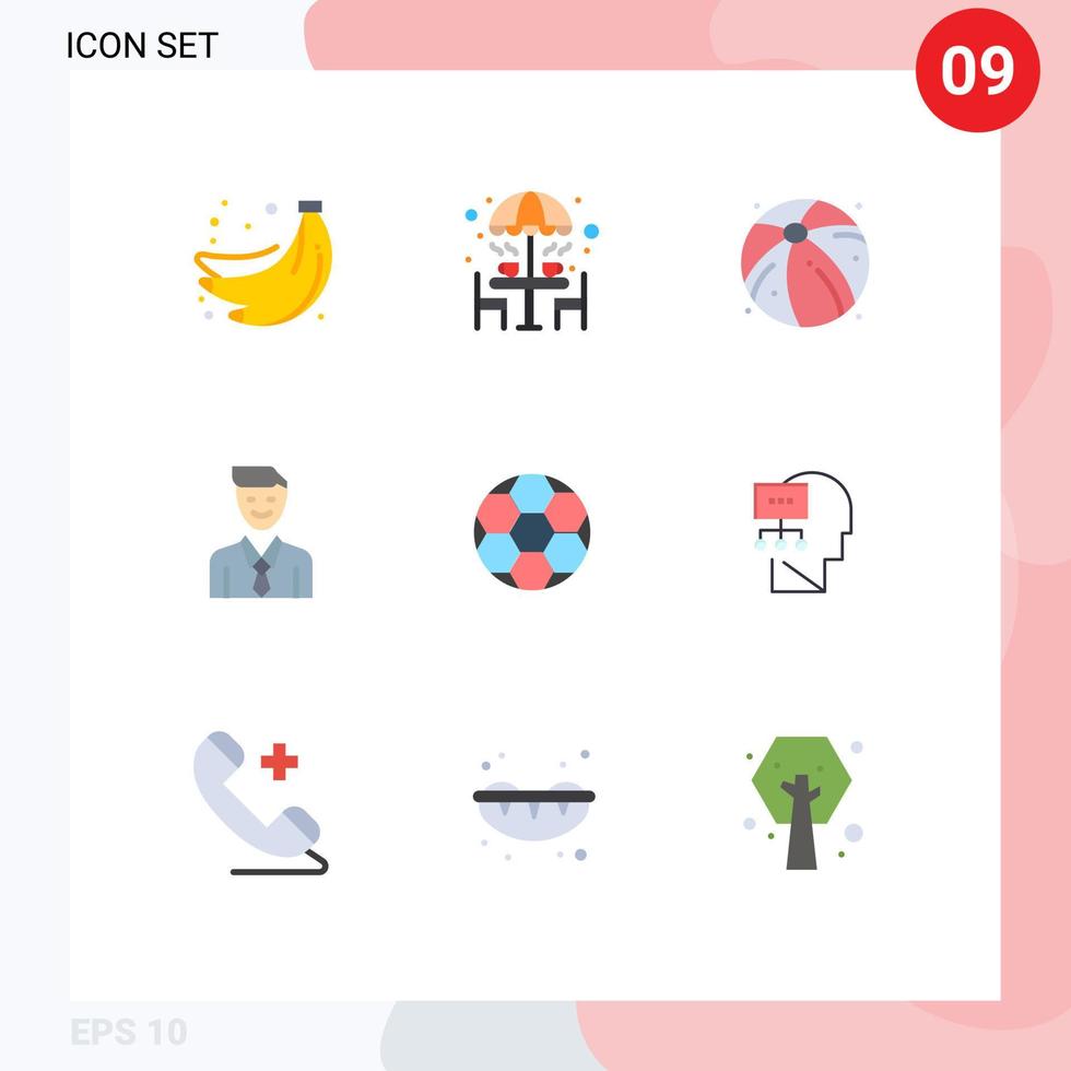 Universal Icon Symbols Group of 9 Modern Flat Colors of ball man umbrella job business Editable Vector Design Elements
