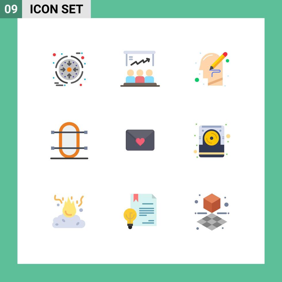 Flat Color Pack of 9 Universal Symbols of rowing game marketing crew thinking Editable Vector Design Elements