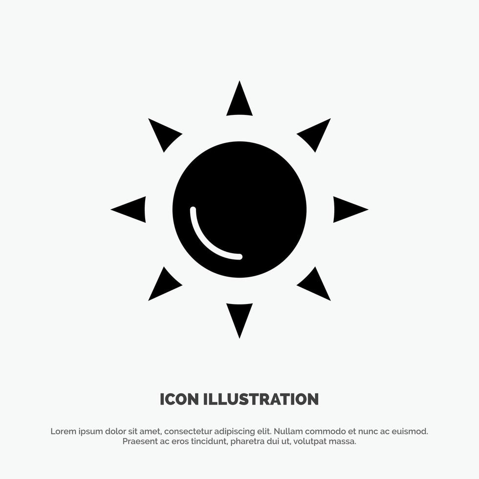 vector de icono de glifo sólido de sol brillante de playa