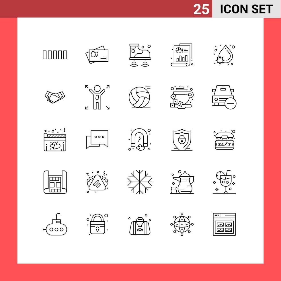 Line Pack of 25 Universal Symbols of water blood service virus chart Editable Vector Design Elements