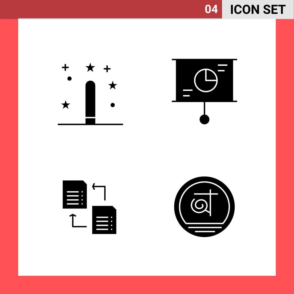 paquete de 4 iconos símbolos de glifo de estilo sólido sobre fondo blanco signos simples para el diseño general fondo de vector de icono negro creativo