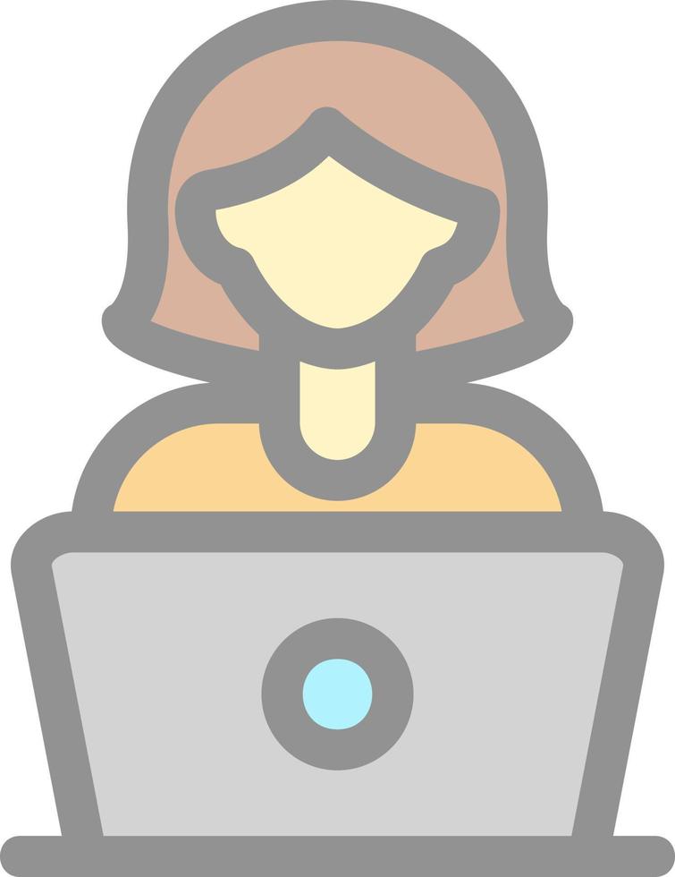 Woman Using Laptop Vector Icon Design